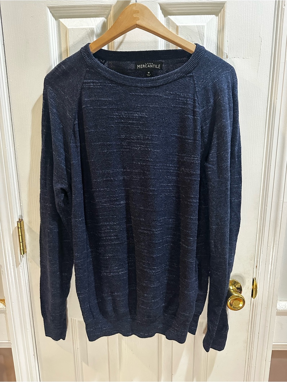 J Crew Mercantile Men’s Navy Blue Sweater Textured Crewneck Cotton Med